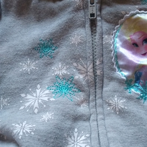 Disney Frozen Zip Hooded Jacket Grey Girls Size 2T - Picture 8 of 10
